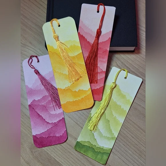 Hand-painted Abstract Landscape Bookmarks - Set of 4 (NWOT) - Picture 2 of 7